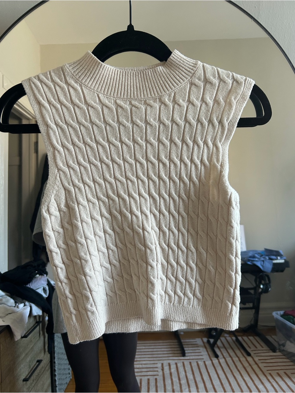 Francesca's Collections Cream Cable-Knit Sleeveless Sweater Vest